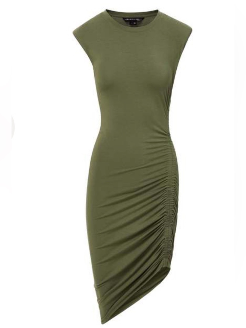 Veronica Beard Jeans Brompton Ruched Modal Midi Dress Size L Army Green $298
